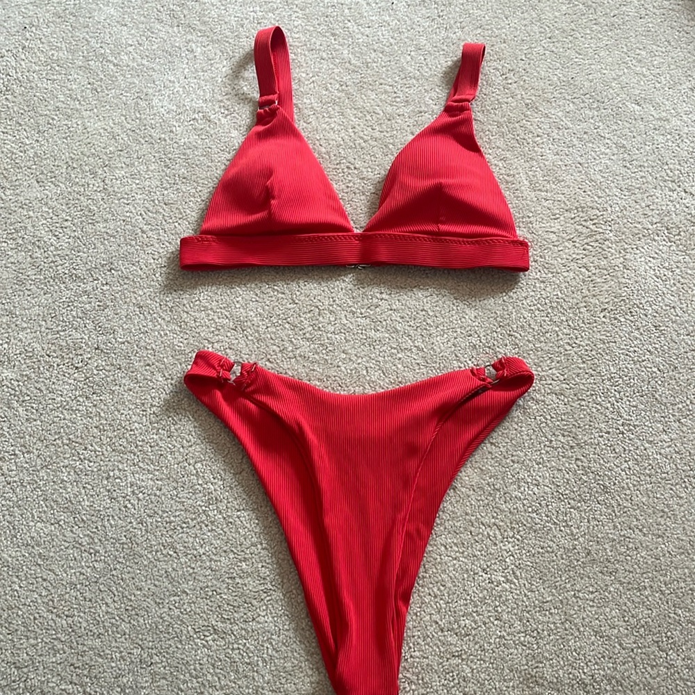 reddish pink bikini set